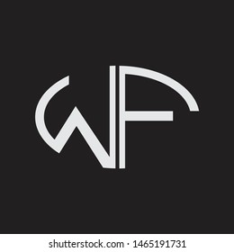 WF Logo letter oval monogram design template with black and white colors