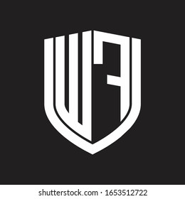 WF Logo monogram with emblem shield design isolated on black background