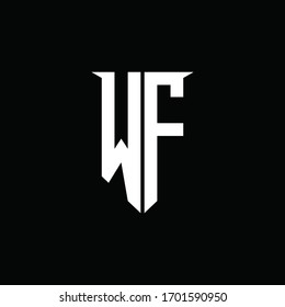 Monograma del logotipo WF con plantilla de diseño de estilo de escudo de emblemas
