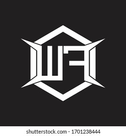 WF Logo monogram with hexagon and four taper shape design template