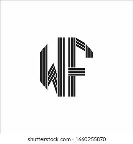 WF Logo monogram outline style linked isolated on white background