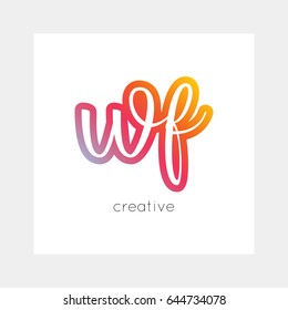 WF logo, vector. Useful as branding, app icon, alphabet combination, clip-art.