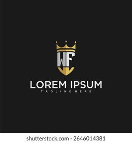 WF luxury letter monogram for crown and shield logo design