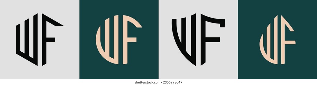 Paquete vectorial de diseño de logotipo de letra inicial moderno WF. Será adecuado para qué empresa o nombre de marca inician esas iniciales.