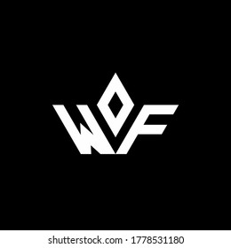 WF monogram logo with crown shape luxury style design template