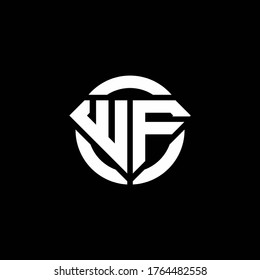 WF monogram logo with diamond shape and ring circle rounded design template