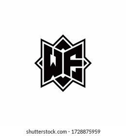 WF monogram logo with square rotate style outline design template