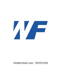 WF negative space letter logo blue