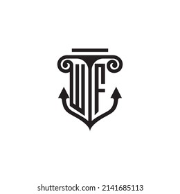 WF pillar and anchor combination concept logo in high quality design