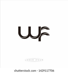 wf w f Initial Letter Split Lowercase Modern Monogram linked outline rounded logo