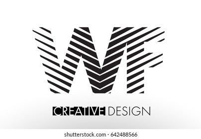 WF W F Lines Letter Design with Creative Elegant Zebra Vector Illustration.