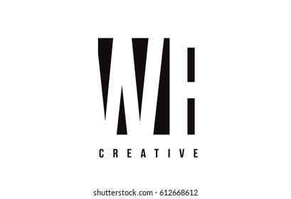 WF W F White Letter Logo Design with Black Square Vector Illustration Template.