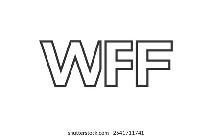 WFF logo design template with strong and modern bold text. Initial based vector logotype featuring simple and minimal typography. Trendy company identity ideal for businesses brand presence.