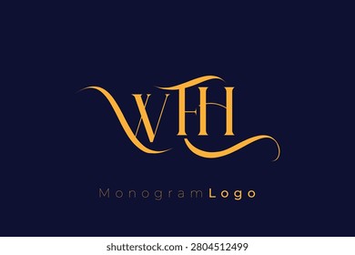 WFH Elegant Monogram Logo Design With Decorative Lettering. Elegant Monogram Logo Design with Decorative Elements and Typography