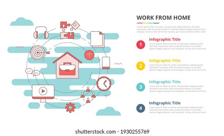 Wfh Work From Home Concept For Infographic Template Banner With Four Point List Information