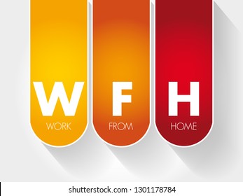 WFH Work From Home - employment arrangement in which employees do not commute to a central place of work, acronym text concept background