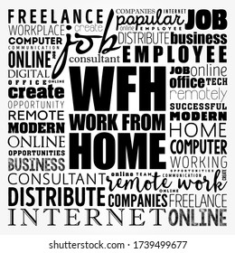 WFH - Work From Home word cloud, business concept background
