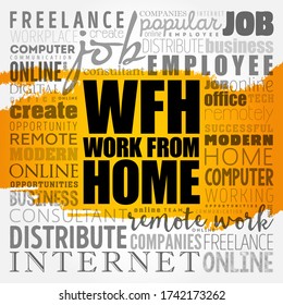 WFH - Arbeit von Home Word Cloud, Business Concept Background