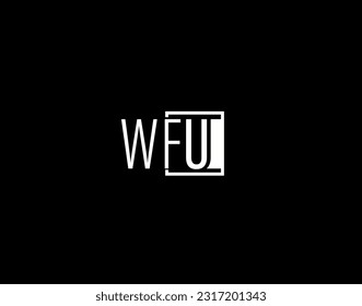 Logo y diseño gráfico de WFU, arte vectorial moderno y elegante e iconos aislados en fondo negro