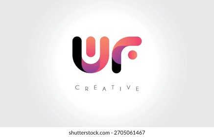 Logotipo abstrato do gradiente WFwf com formas arredondadas criativas