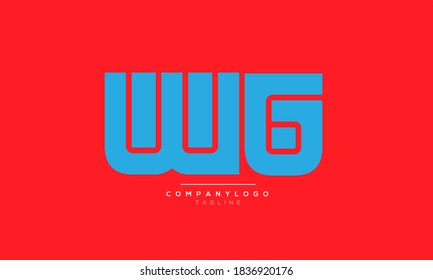 WG iniciales abstractas diseño del logotipo del alfabeto de texto de letra monográfica