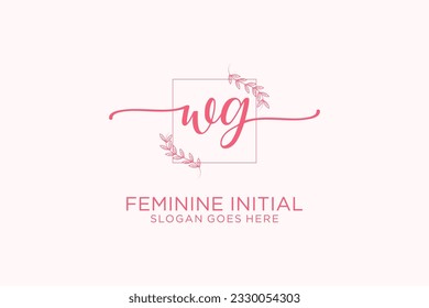 WG beauty monogram and elegant logo design handwriting logo of initial signature, wedding, fashion, floral and botanical with creative template.