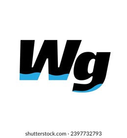 WG brand name initial letters monogram with water waves.