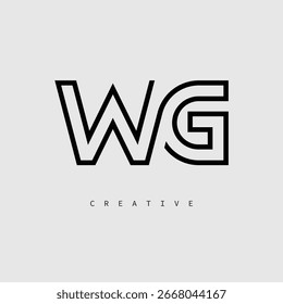 WG Creative Letter Logo – Minimal Line Monogram in Black Outline for Modern Branding Identity Design.