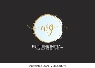 WG handwriting logo with circle template vector signature, wedding, fashion, floral and botanical with creative template.