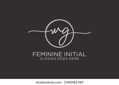 WG handwriting logo with circle template vector logo of initial signature, wedding, fashion, floral and botanical with creative template.
