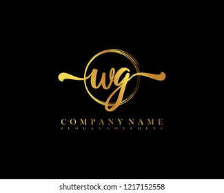 WG initial handwriting logo circle template vector