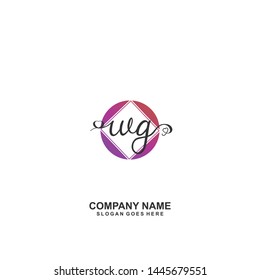 WG Initial handwriting logo vector
