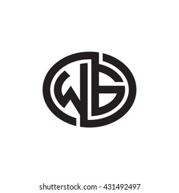 WG initial letters looping linked ellipse monogram logo