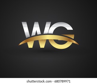 WG initial logo company name colored gold and silver swoosh design. vector logo for business and company identity.
