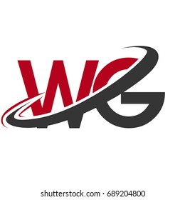 WG initial logo company name colored red and black swoosh design, isolated on white background. vector logo for business and company identity.