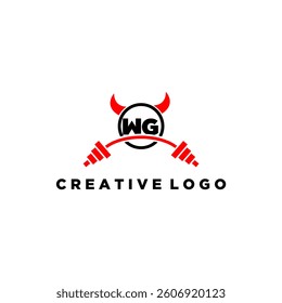 WG initial monogram for fitnes or gym logo with devil style design