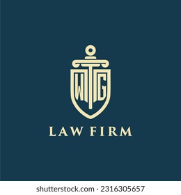 WG initial monogram for law firm with sword and shield logo image
