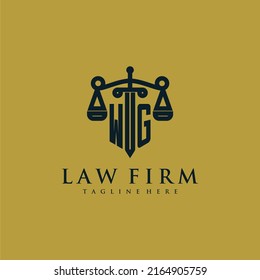 WG initial monogram for lawfirm logo with sword and scale