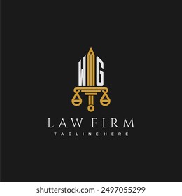 WG initial monogram for lawfirm logo with sword and scale