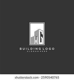WG initial monogram real estate logo with building creative square style design