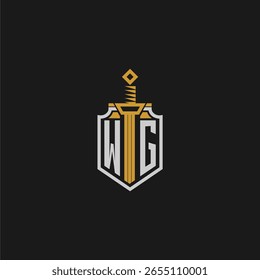 WG initial monogram for shield and sword style image