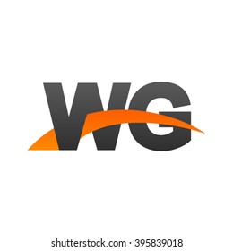 WG initial overlapping swoosh letter logo black orange