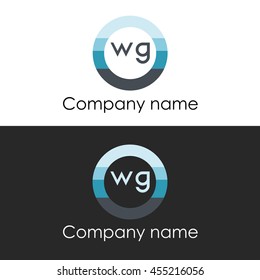 WG letter circle shape icon logo white blue
