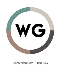 WG letters, four colors in abstract background logo, design identity in circle, alphabet letter