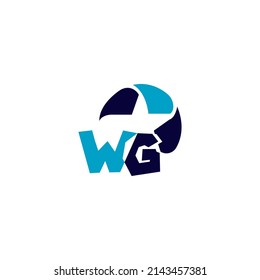 WG logo design. WG  Professional letter logo design.