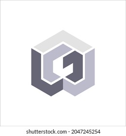 Plantilla de diseños 3d iniciales de la letra del logotipo WG