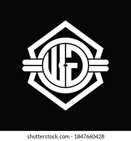 WG logo monogram with circle shape isolated hexagon emblem rounded design template on black background