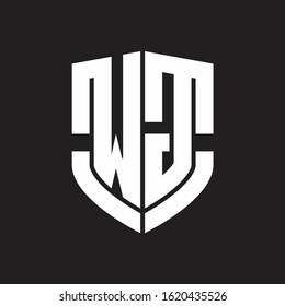 WG Logo monogram with emblem shield shape design isolated on black background