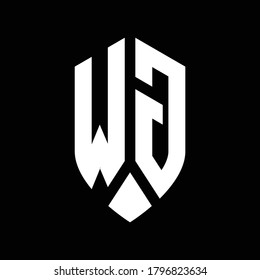 monograma del logotipo de wg con plantilla de diseño de estilo de escudo de emblema