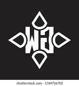 WG-Logo-Monogramm mit vier Keulen, abgerundet durch die Formvorlage